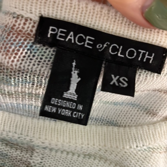 Peace of Cloth Sweater Sequins Crewneck Striped Pop of Sparkle Cotton Linen XS - Picture 7 of 9